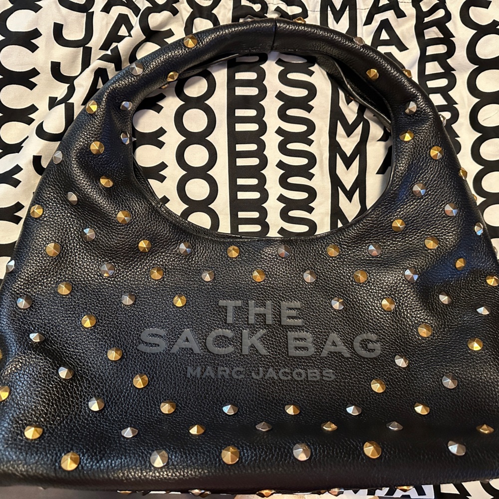 Marc Jacobs Black Studded Sack Bag
